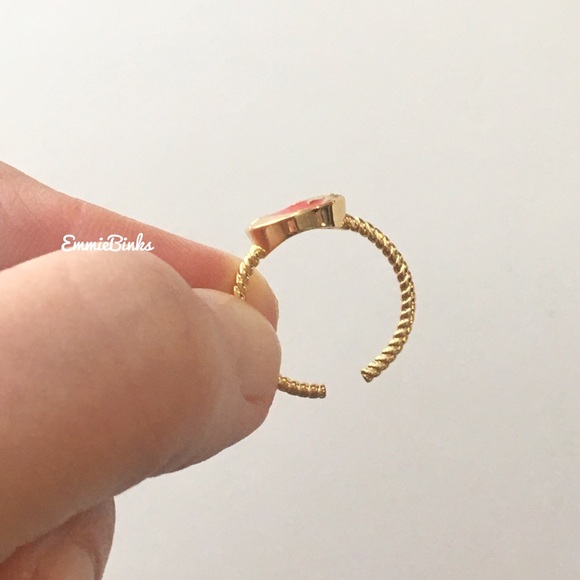 New Gold Dipped Red Enamel Sun & Moon Textured Cuff Ring / Red & Gold Boho Vibes - Picture 9 of 15